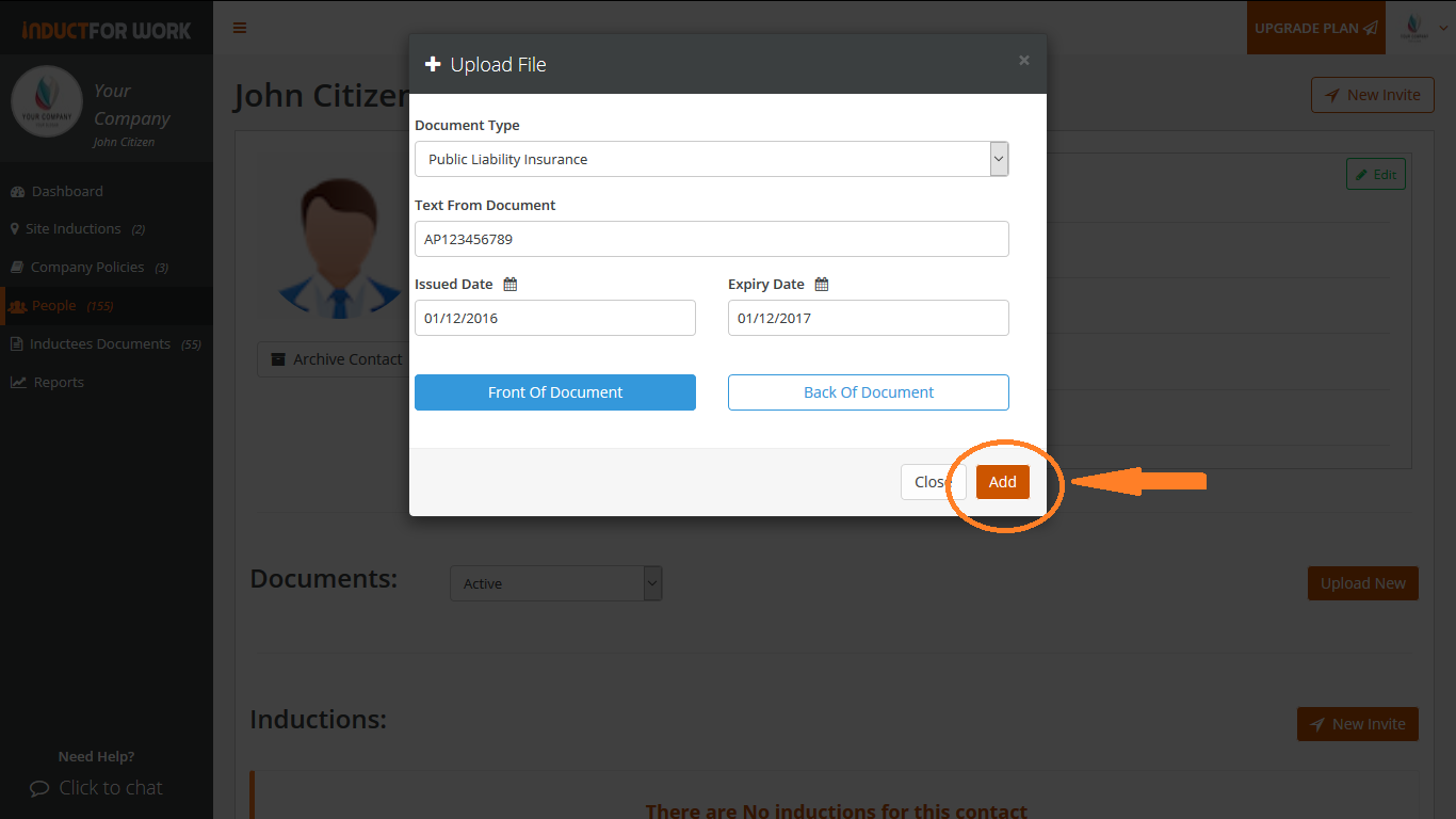 Free Online Inductions Adding New Documents to Profiles