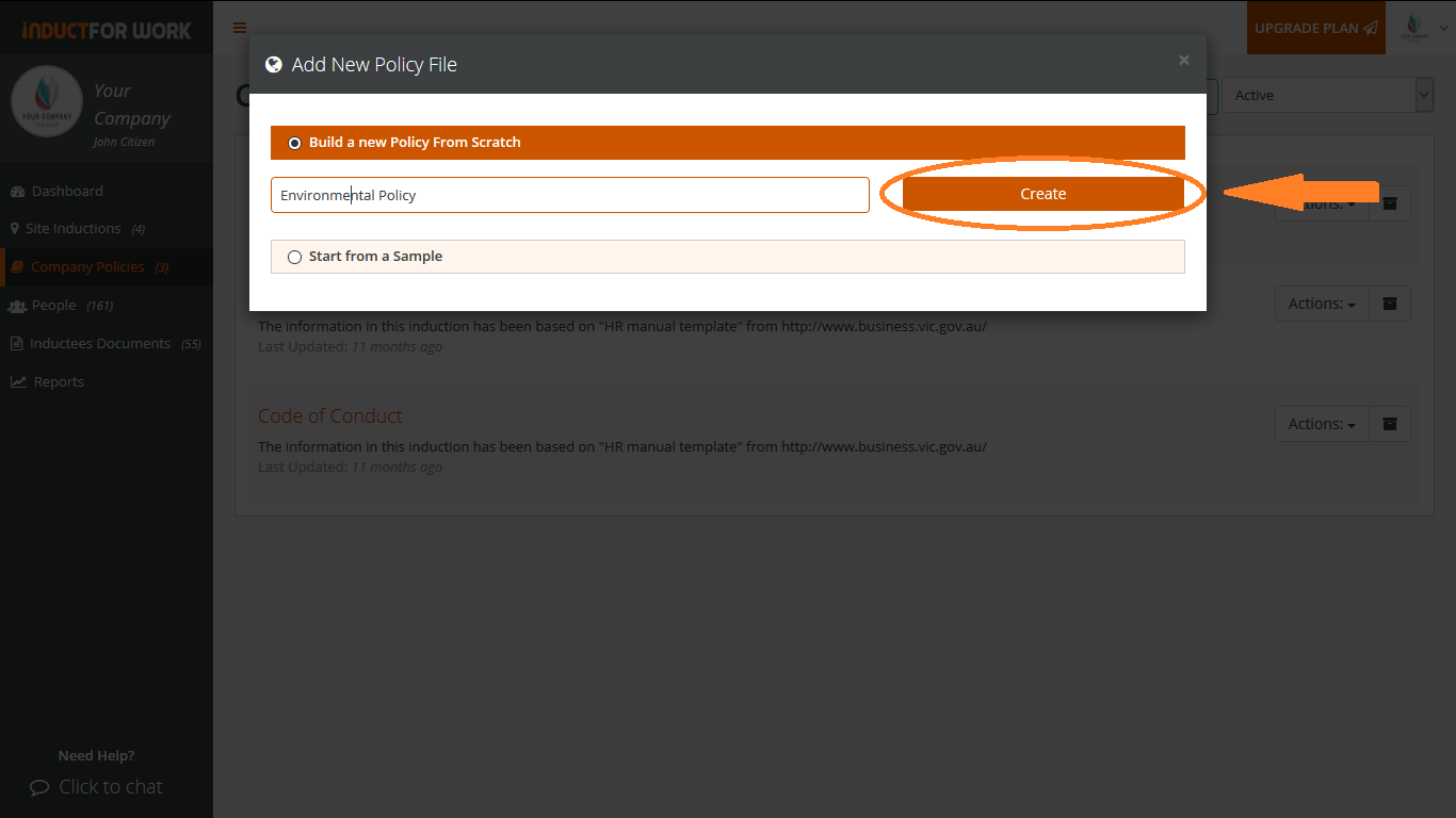 online induction help pages How to add Company Policies 8