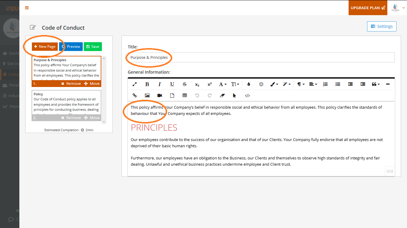 Free online induction software australia How to add Company Policies 4