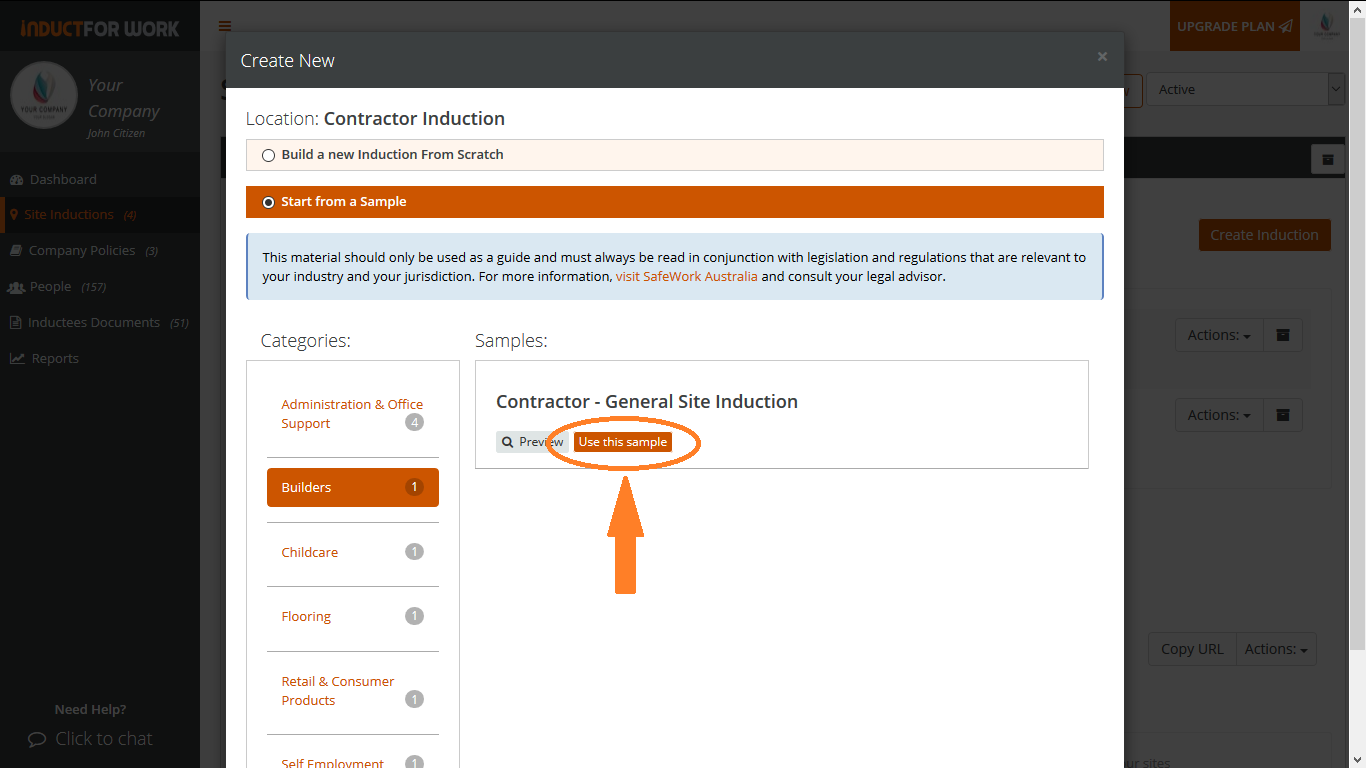 3c Creating new online inductions using samples Induct For Work Aus
