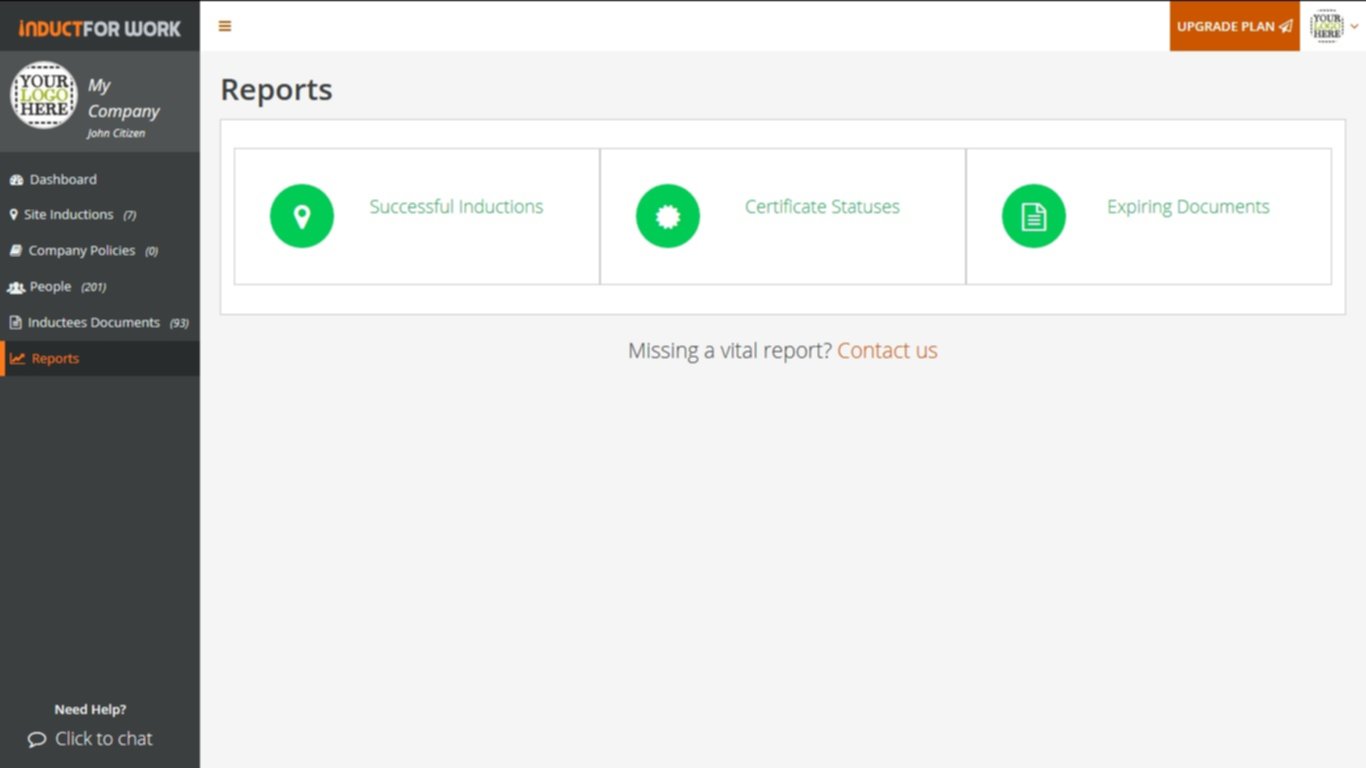 Online Inductions Reports Help Pages Online Inductions Reports