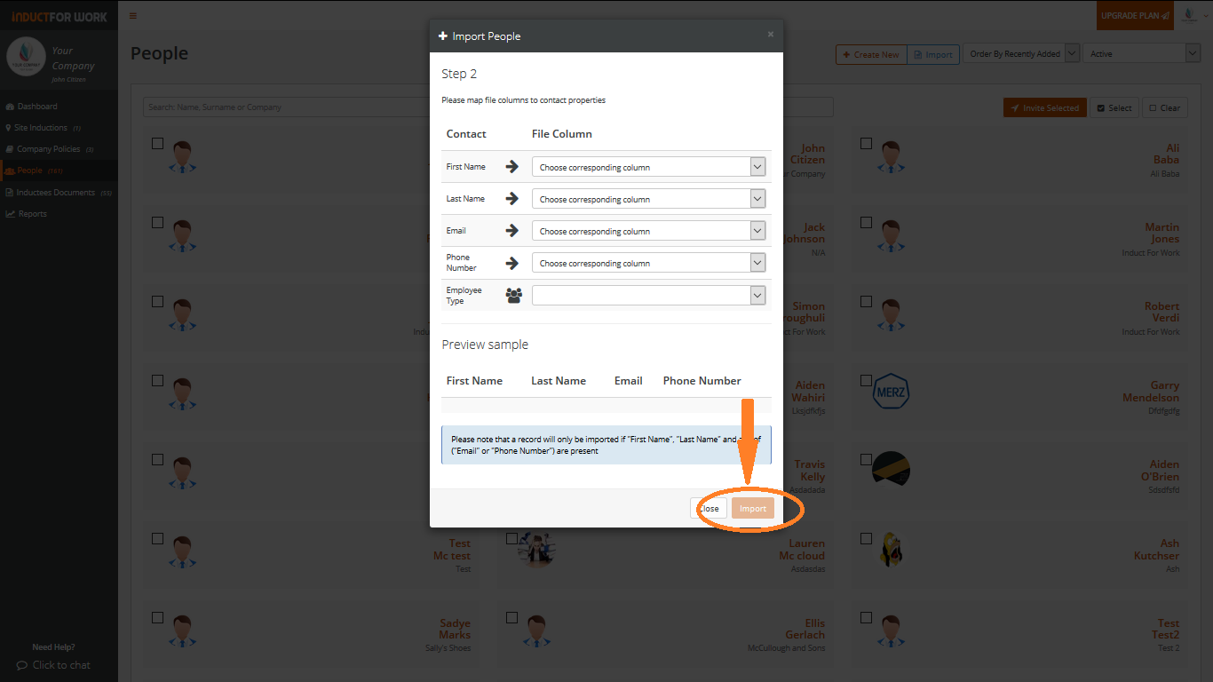Online Inductions help page: How to import employee profiles Online Inductions: How to import employee profiles