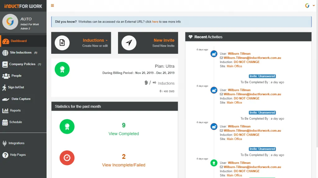 Use Induct For Work to rapidly induct your employees and contractors