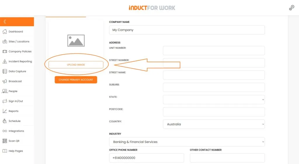 Uploading logo to your online induction courses