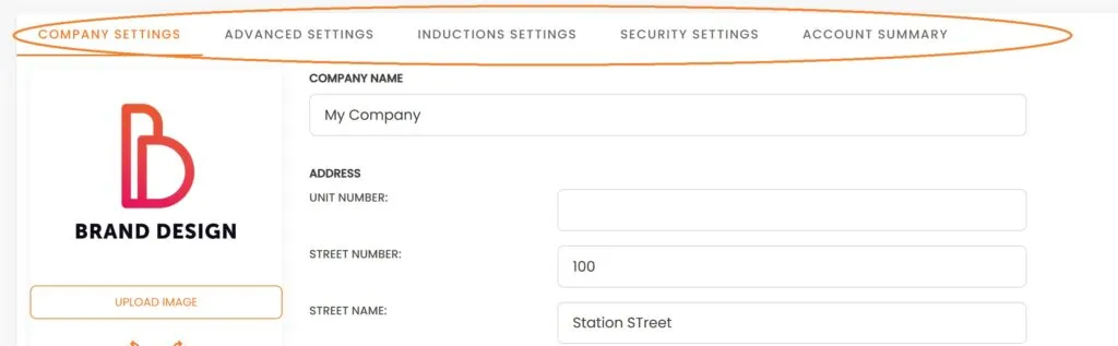 Company Settings in Online Inductions