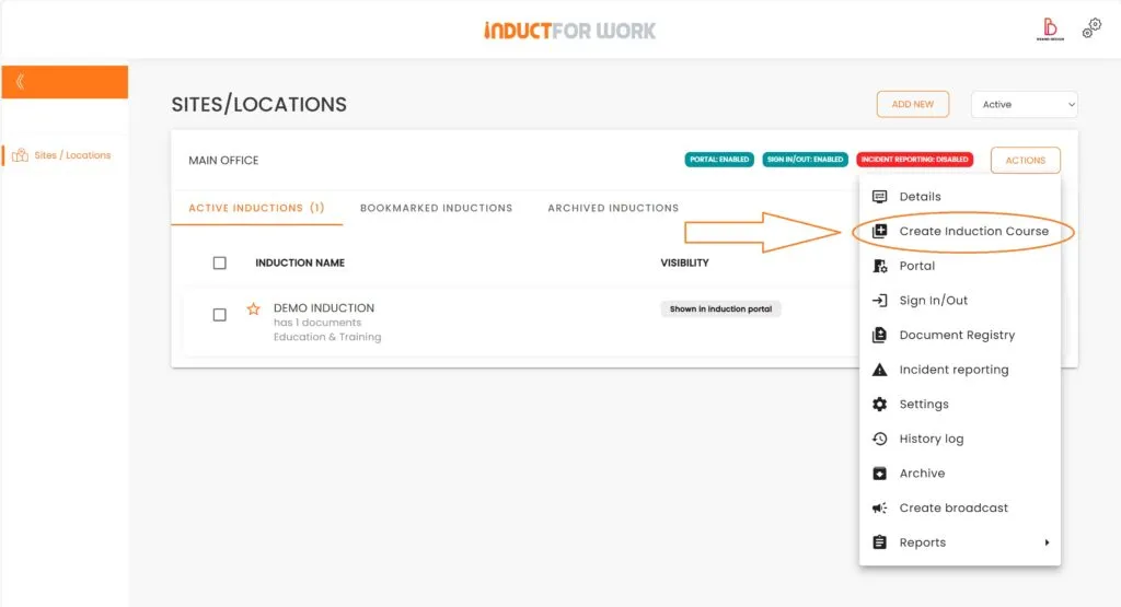 Online Induction LMS Create New Online Induction