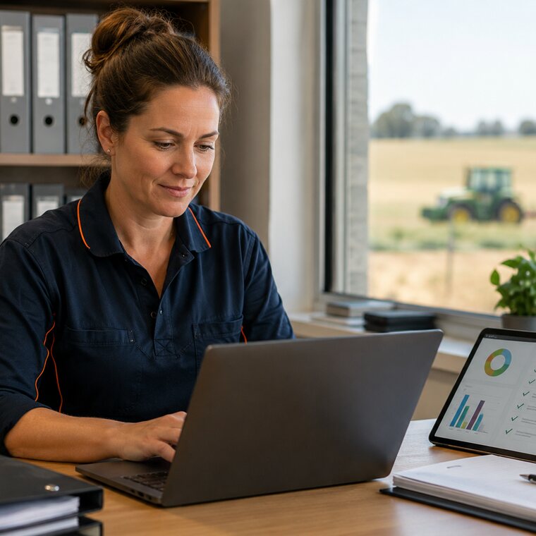 Agriculture compliance manager reviewing audit-ready records