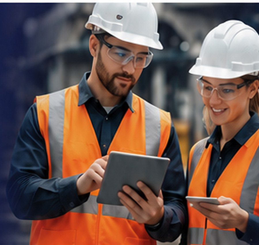 Workplace safety team reviewing incident information together