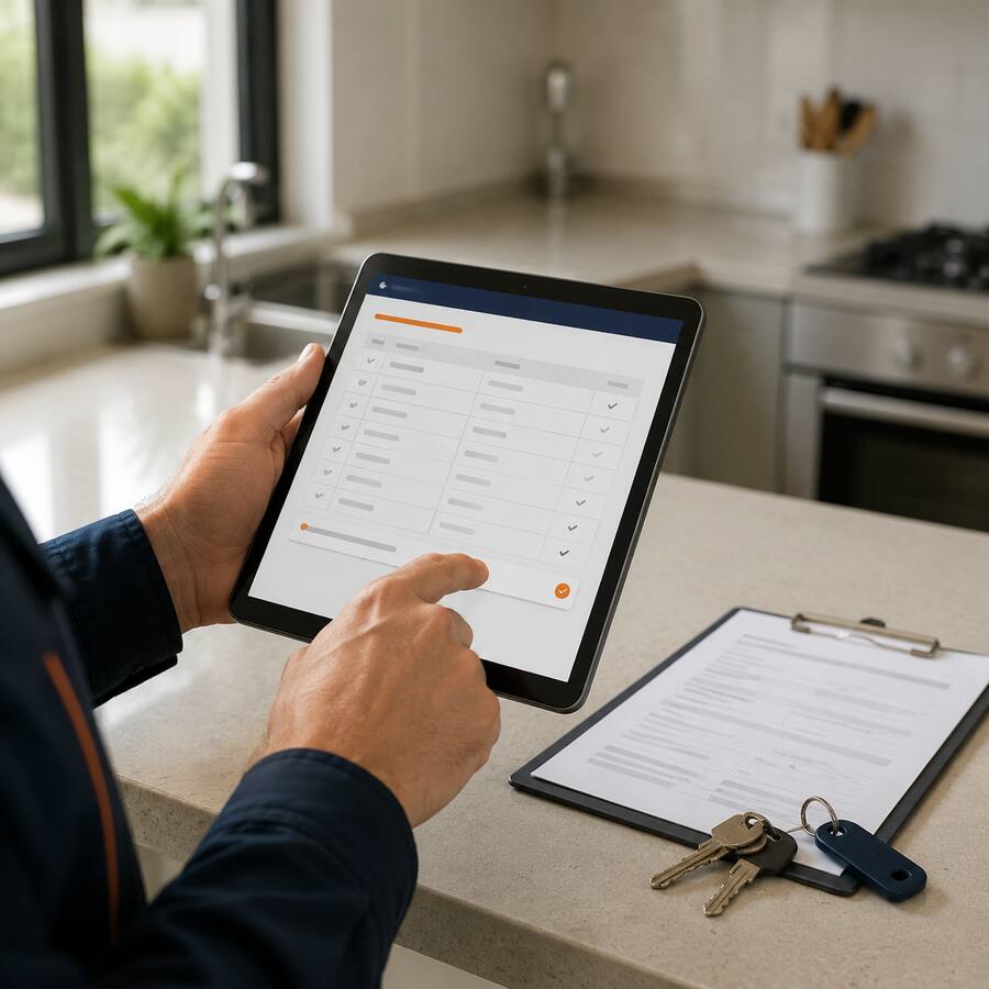 Rental maintenance contractor acknowledging a digital work order